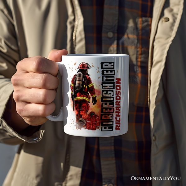 Firefighter Personalized Mug, Appreciation Fire Department Custom Gift with Name