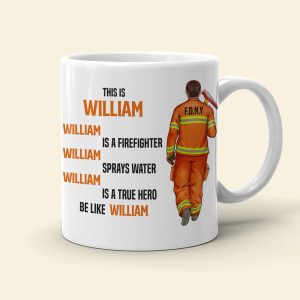 Firefighter Sprays Water True Hero Personalized Mug