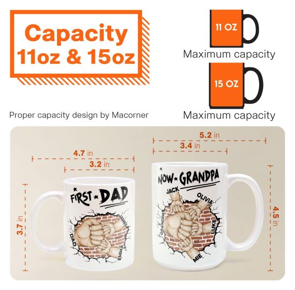 First Dad Now Grandpa Fist Bump Kids - Personalized Mug First Dad Now Grandpa Fist Bump Kids - Personalized Mug