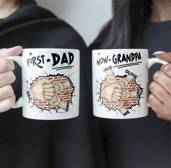 First Dad Now Grandpa Fist Bump Kids - Personalized Mug First Dad Now Grandpa Fist Bump Kids - Personalized Mug