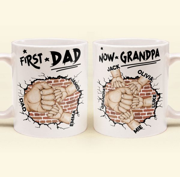 First Dad Now Grandpa Fist Bump Kids - Personalized Mug First Dad Now Grandpa Fist Bump Kids - Personalized Mug