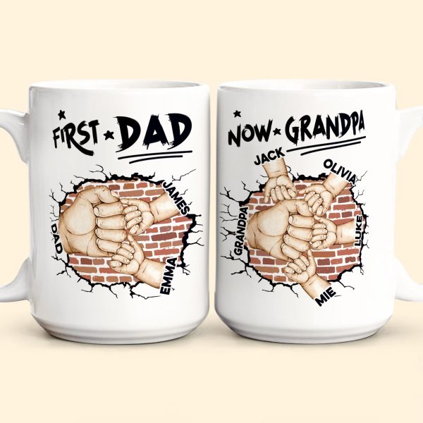 First Dad Now Grandpa Fist Bump Kids - Personalized Mug First Dad Now Grandpa Fist Bump Kids - Personalized Mug