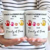 First Father's Day As A Family Of Four Handprints - 3D Inflated Effect Printed Mug, Personalized Mug First Father's Day As A Family Of Four Handprints - 3D Inflated Effect Printed Mug, Personalized Mug