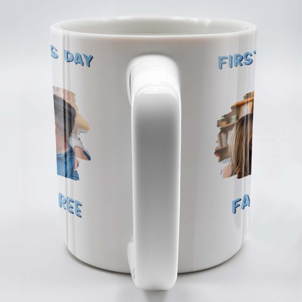 First Father's Day As A Family Of Three, Family Photo And Heart Icons - Personalized Custom Coffee Mug - DAD117_MG First Father's Day As A Family Of Three, Family Photo And Heart Icons - Personalized Custom Coffee Mug - DAD117_MG