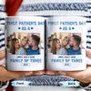 First Father's Day As A Family Of Three, Family Photo And Heart Icons - Personalized Custom Coffee Mug - DAD117_MG