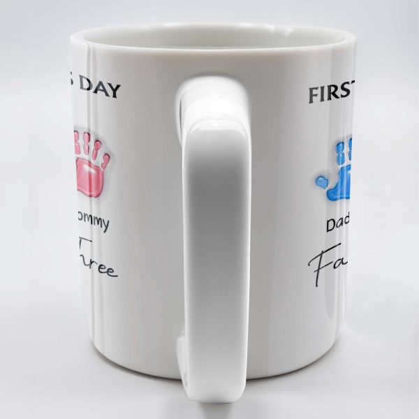 First Father's Day As A Family of Three, Handprints - Personalized Custom Coffee Mug - DAD074_MG First Father's Day As A Family of Three, Handprints - Personalized Custom Coffee Mug - DAD074_MG