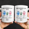 First Father's Day As A Family of Three, Handprints - Personalized Custom Coffee Mug - DAD074_MG First Father's Day As A Family of Three, Handprints - Personalized Custom Coffee Mug - DAD074_MG