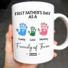 First Father's Day As A Family of Three, Handprints - Personalized Custom Coffee Mug - DAD074_MG First Father's Day As A Family of Three, Handprints - Personalized Custom Coffee Mug - DAD074_MG