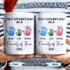 First Father's Day As A Family of Three, Handprints - Personalized Custom Coffee Mug - DAD074_MG First Father's Day As A Family of Three, Handprints - Personalized Custom Coffee Mug - DAD074_MG