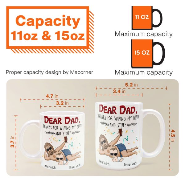 First Fathers Day Gift Thanks For Wiping My Butt And Stuff - Personalized Mug First Fathers Day Gift Thanks For Wiping My Butt And Stuff - Personalized Mug