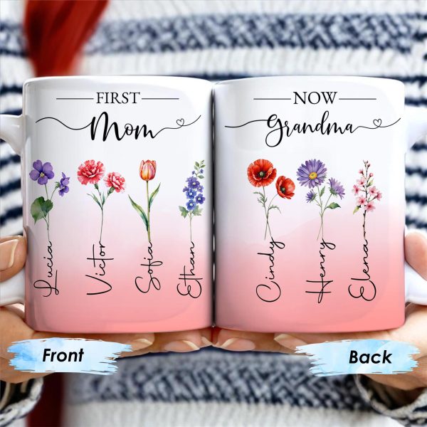 First Mom Now Grandma Celebrating Generations - Personalized Custom Coffee Mug - GRM037_MG First Mom Now Grandma Celebrating Generations - Personalized Custom Coffee Mug - GRM037_MG