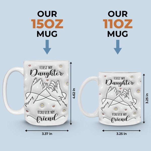 First My Mum Forever My Friend - Family Personalized Custom 3D Inflated Effect Printed Mug - Gift For Mom, Daughter First My Mum Forever My Friend - Family Personalized Custom 3D Inflated Effect Printed Mug - Gift For Mom, Daughter