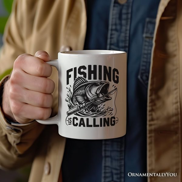 Fishing Is Calling Personalized Mug, Outdoor Dad Gift with Custom Name Fishing Is Calling Personalized Mug, Outdoor Dad Gift with Custom Name