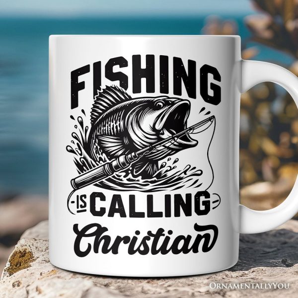 Fishing Is Calling Personalized Mug, Outdoor Dad Gift with Custom Name Fishing Is Calling Personalized Mug, Outdoor Dad Gift with Custom Name