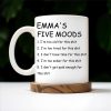Five Moods Mug For Friends Who Are Always Over It - Personalized Custom Coffee Mug - COL038_MG