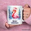 Flamingo with Santa Hat Personalized Mug, Winter Forest Christmas Gift With Custom Name and Date Flamingo with Santa Hat Personalized Mug, Winter Forest Christmas Gift With Custom Name and Date