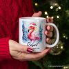 Flamingo with Santa Hat Personalized Mug, Winter Forest Christmas Gift With Custom Name and Date Flamingo with Santa Hat Personalized Mug, Winter Forest Christmas Gift With Custom Name and Date
