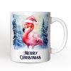 Flamingo with Santa Hat Personalized Mug, Winter Forest Christmas Gift With Custom Name and Date Flamingo with Santa Hat Personalized Mug, Winter Forest Christmas Gift With Custom Name and Date