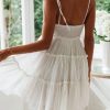 Flattering Tiered Ruffle Empire Waist Mini Summer Sundress - White Flattering Tiered Ruffle Empire Waist Mini Summer Sundress - White