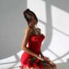 Floral Applique Lace Patchwork Slip Mini Dress Floral Applique Lace Patchwork Slip Mini Dress