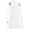 Floral Applique Lace Patchwork Slip Mini Dress Floral Applique Lace Patchwork Slip Mini Dress