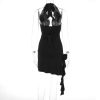 Floral Applique Ruffle Deep Neck Halter Mini Dress Floral Applique Ruffle Deep Neck Halter Mini Dress