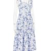 Floral Print Bustier Strap With Pocket Midi Dress