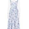 Floral Print Bustier Strap With Pocket Midi Dress
