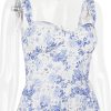 Floral Print Bustier Strap With Pocket Midi Dress