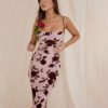 Floral Print Strappy Back Tie-Up Midi Dress