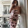 Floral Print Strappy Back Tie-Up Midi Dress