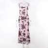 Floral Print Strappy Back Tie-Up Midi Dress