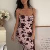 Floral Print Strappy Back Tie-Up Midi Dress