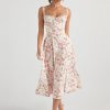 Floral Print Tie-Up Strap Flowy Midi Dress Floral Print Tie-Up Strap Flowy Midi Dress