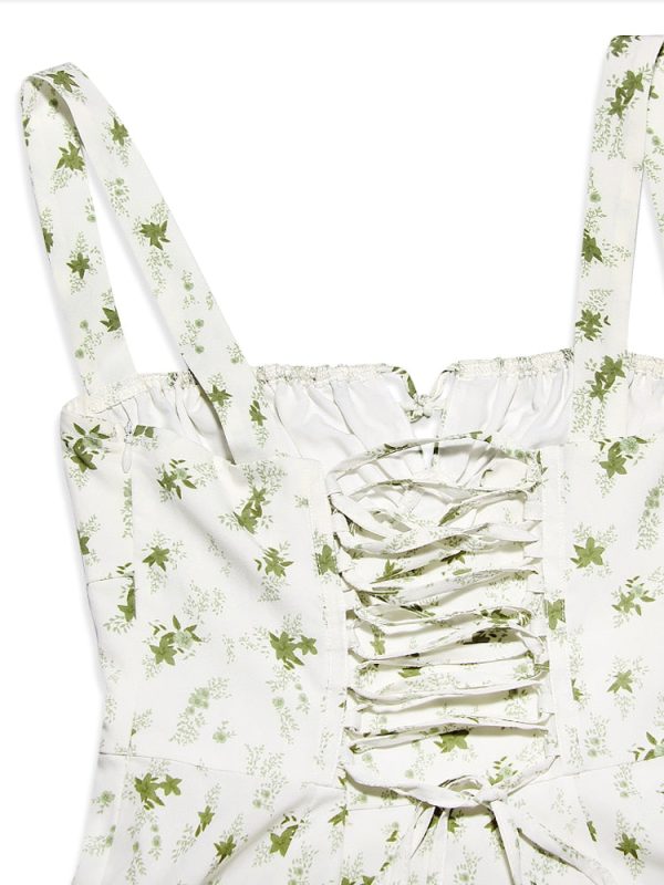 Floral Print Tie-Up Strap Flowy Midi Dress Floral Print Tie-Up Strap Flowy Midi Dress