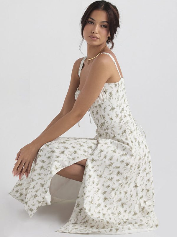 Floral Print Tie-Up Strap Flowy Midi Dress Floral Print Tie-Up Strap Flowy Midi Dress