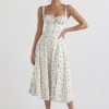 Floral Print Tie-Up Strap Flowy Midi Dress Floral Print Tie-Up Strap Flowy Midi Dress