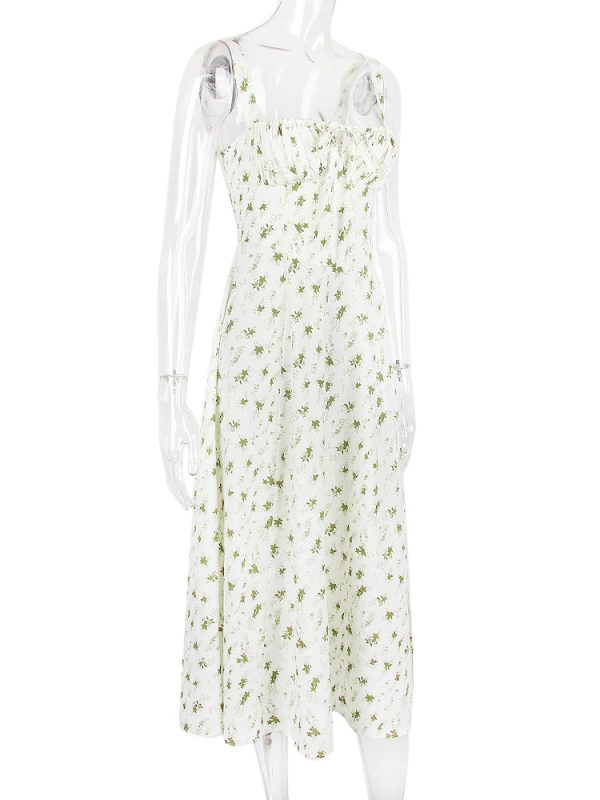 Floral Print Tie-Up Strap Flowy Midi Dress Floral Print Tie-Up Strap Flowy Midi Dress