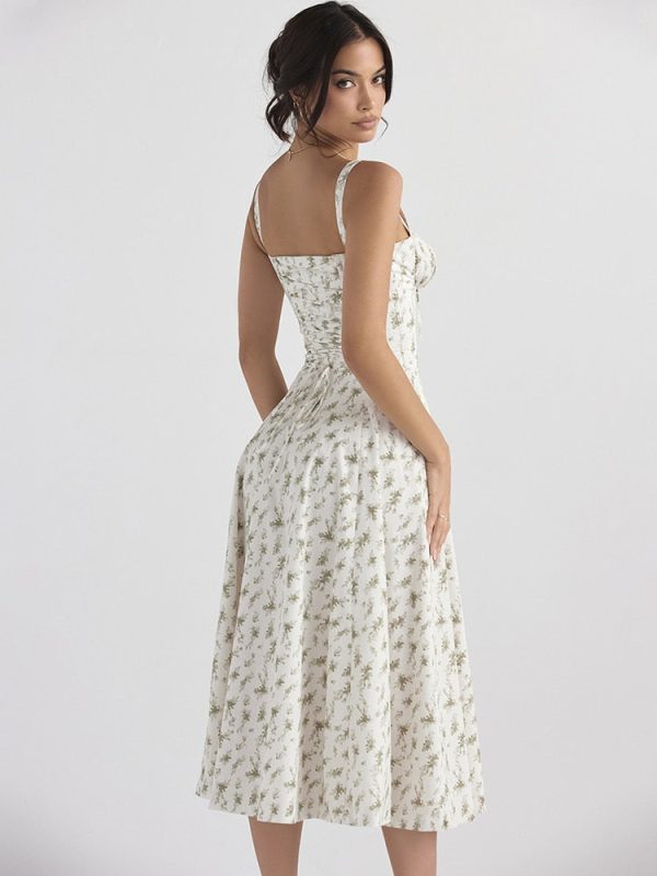 Floral Print Tie-Up Strap Flowy Midi Dress Floral Print Tie-Up Strap Flowy Midi Dress
