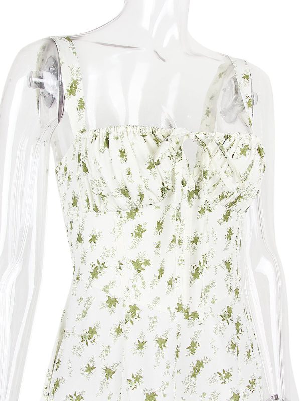 Floral Print Tie-Up Strap Flowy Midi Dress Floral Print Tie-Up Strap Flowy Midi Dress
