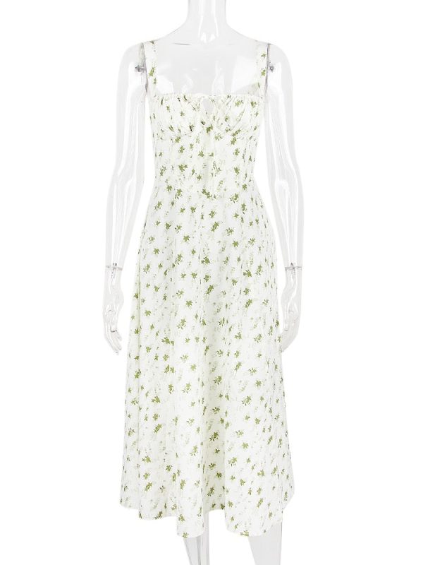 Floral Print Tie-Up Strap Flowy Midi Dress Floral Print Tie-Up Strap Flowy Midi Dress
