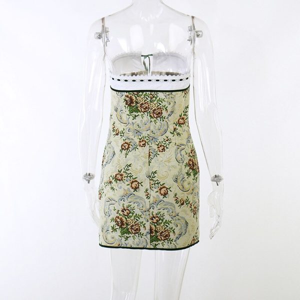 Floral Printed Lace Up Tube Mini Dress Floral Printed Lace Up Tube Mini Dress