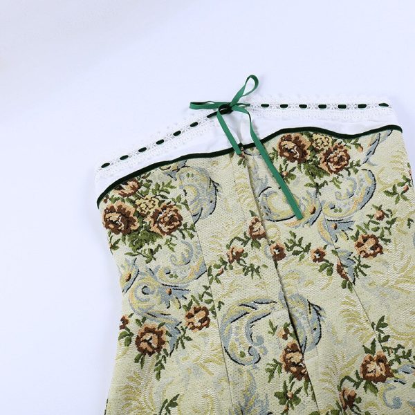 Floral Printed Lace Up Tube Mini Dress Floral Printed Lace Up Tube Mini Dress