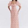 Floral Print Square Neckline Puff Sleeves Maxi Dress Floral Print Square Neckline Puff Sleeves Maxi Dress
