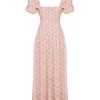 Floral Print Square Neckline Puff Sleeves Maxi Dress Floral Print Square Neckline Puff Sleeves Maxi Dress