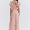 Floral Print Square Neckline Puff Sleeves Maxi Dress Floral Print Square Neckline Puff Sleeves Maxi Dress