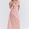 Floral Print Square Neckline Puff Sleeves Maxi Dress Floral Print Square Neckline Puff Sleeves Maxi Dress