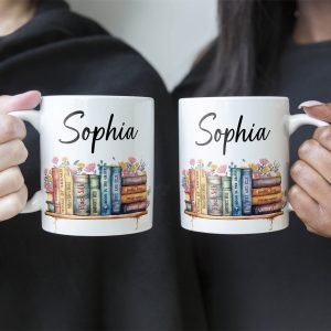 Flower Book Custom Name For Book Lovers - Personalized Mug