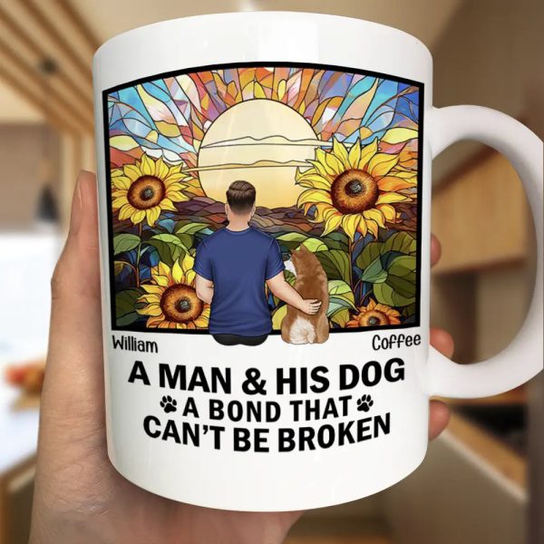 Flower Field A Girl And Her Dog And Cat - Personalized Mug Flower Field A Girl And Her Dog And Cat - Personalized Mug