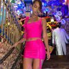 Flower Frill Applique Top and Bodycon Mini Skirt Set